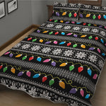 Christmas Tree Lights Print Quilt Bed Set