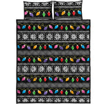 Christmas Tree Lights Print Quilt Bed Set