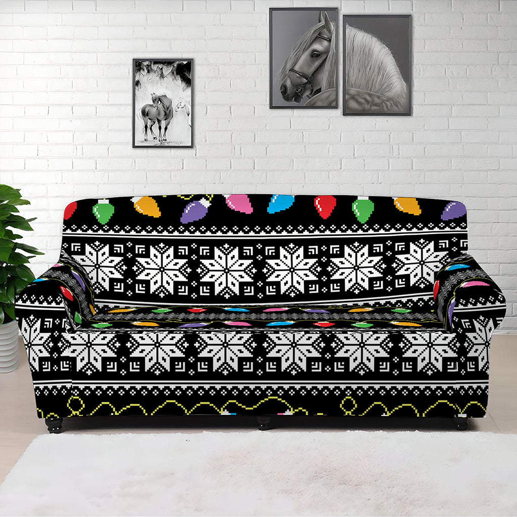 Christmas Tree Lights Print Sofa Cover