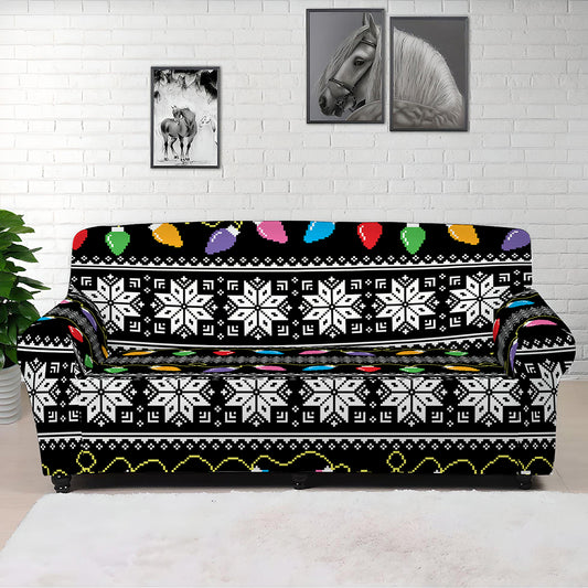 Christmas Tree Lights Print Sofa Cover