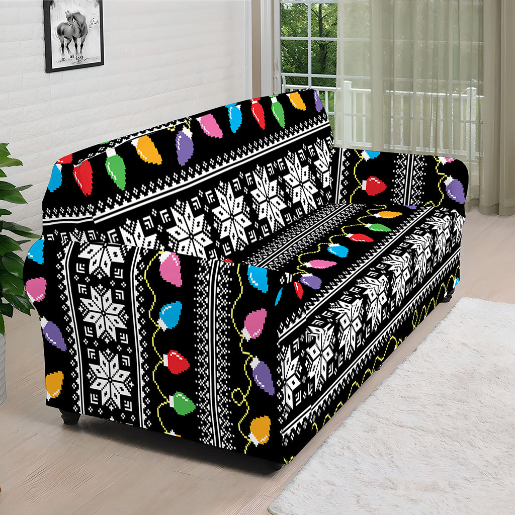 Christmas Tree Lights Print Sofa Cover