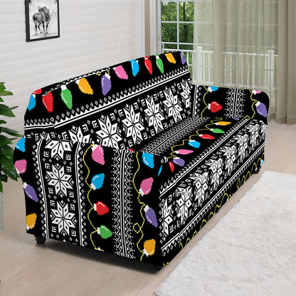 Christmas Tree Lights Print Sofa Cover