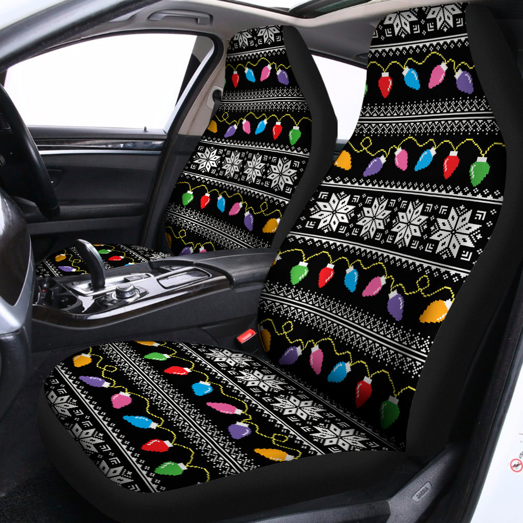 Christmas Tree Lights Print Universal Fit Car Seat Covers