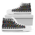 Christmas Tree Lights Print White High Top Sneakers