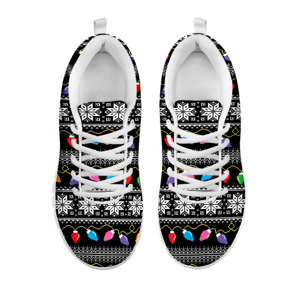 Christmas Tree Lights Print White Sneakers