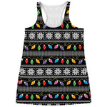 Christmas Tree Lights Print Women's Racerback Tank Top