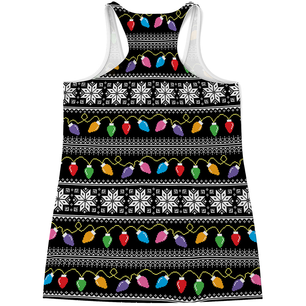 Christmas Tree Lights Print Women's Racerback Tank Top