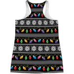 Christmas Tree Lights Print Women's Racerback Tank Top
