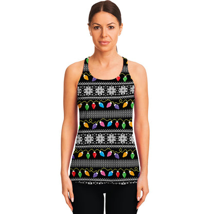 Christmas Tree Lights Print Women's Racerback Tank Top