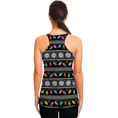 Christmas Tree Lights Print Women's Racerback Tank Top