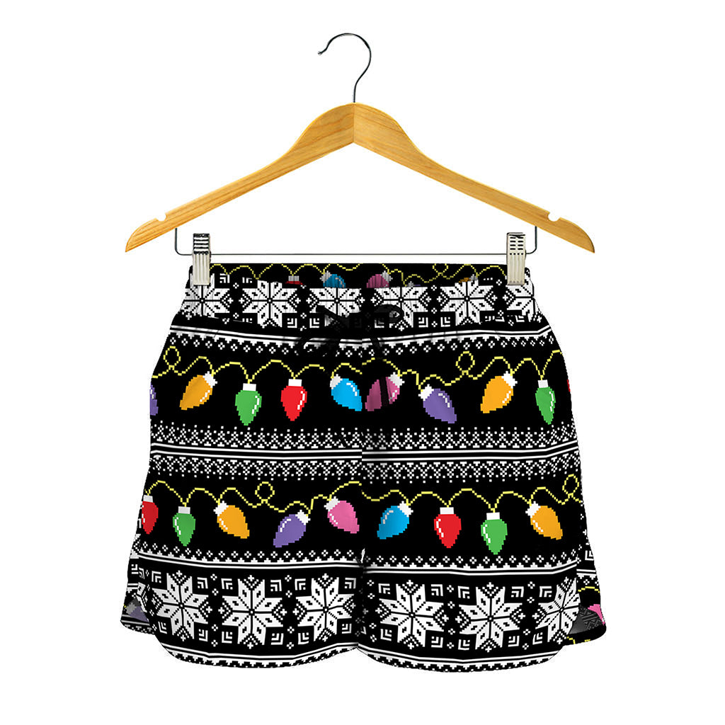 Christmas Tree Lights Print Women's Shorts