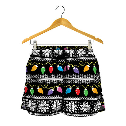 Christmas Tree Lights Print Women's Shorts
