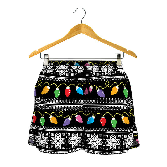 Christmas Tree Lights Print Women's Shorts