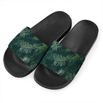Christmas Tree Print Black Slide Sandals