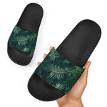 Christmas Tree Print Black Slide Sandals