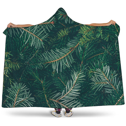 Christmas Tree Print Hooded Blanket