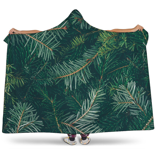 Christmas Tree Print Hooded Blanket