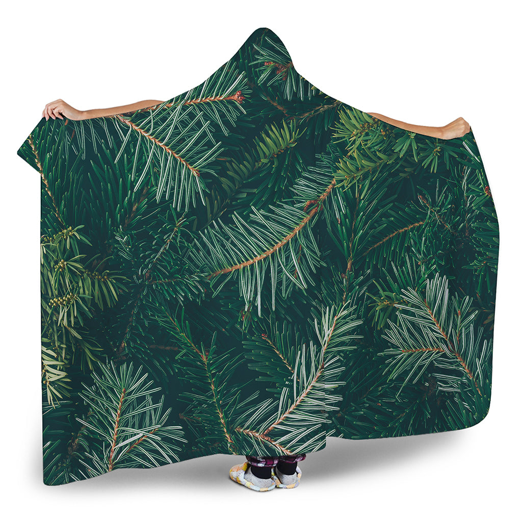 Christmas Tree Print Hooded Blanket