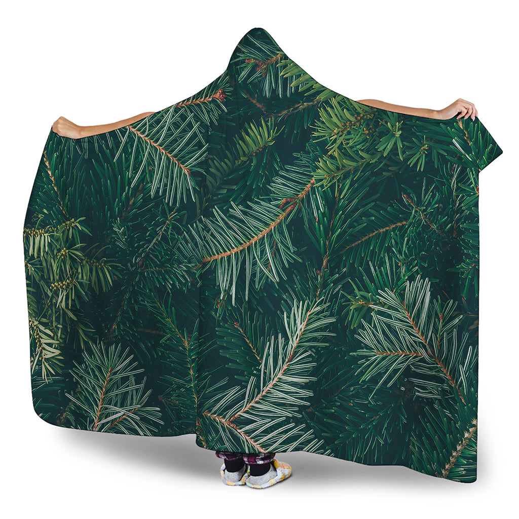 Christmas Tree Print Hooded Blanket