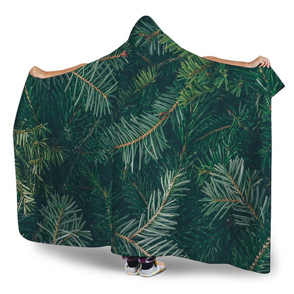 Christmas Tree Print Hooded Blanket