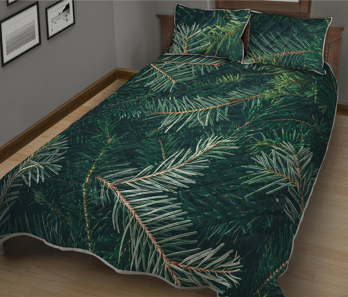 Christmas Tree Print Quilt Bed Set