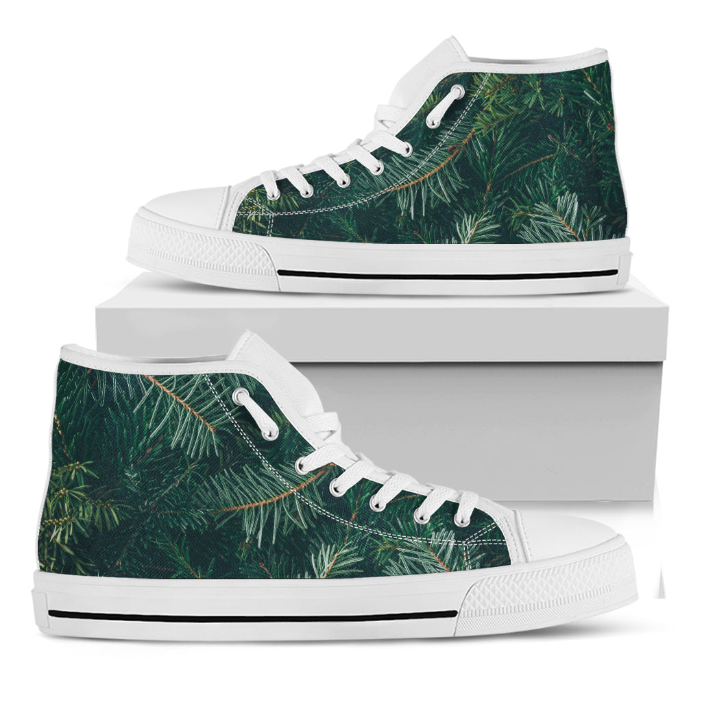 Christmas Tree Print White High Top Shoes