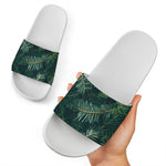 Christmas Tree Print White Slide Sandals