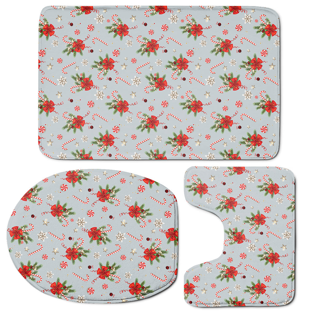 Christmas Winter Holiday Pattern Print 3 Piece Bath Mat Set