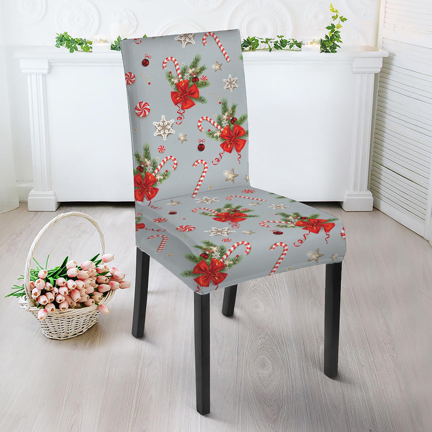 Christmas Winter Holiday Pattern Print Dining Chair Slipcover