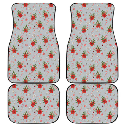 Christmas Winter Holiday Pattern Print Front and Back Car Floor Mats