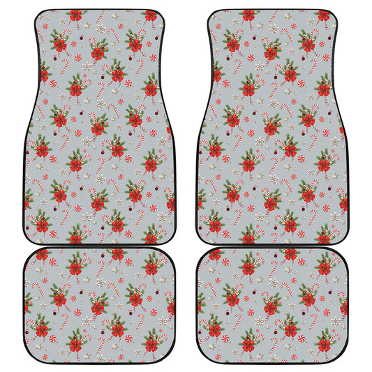 Christmas Winter Holiday Pattern Print Front and Back Car Floor Mats