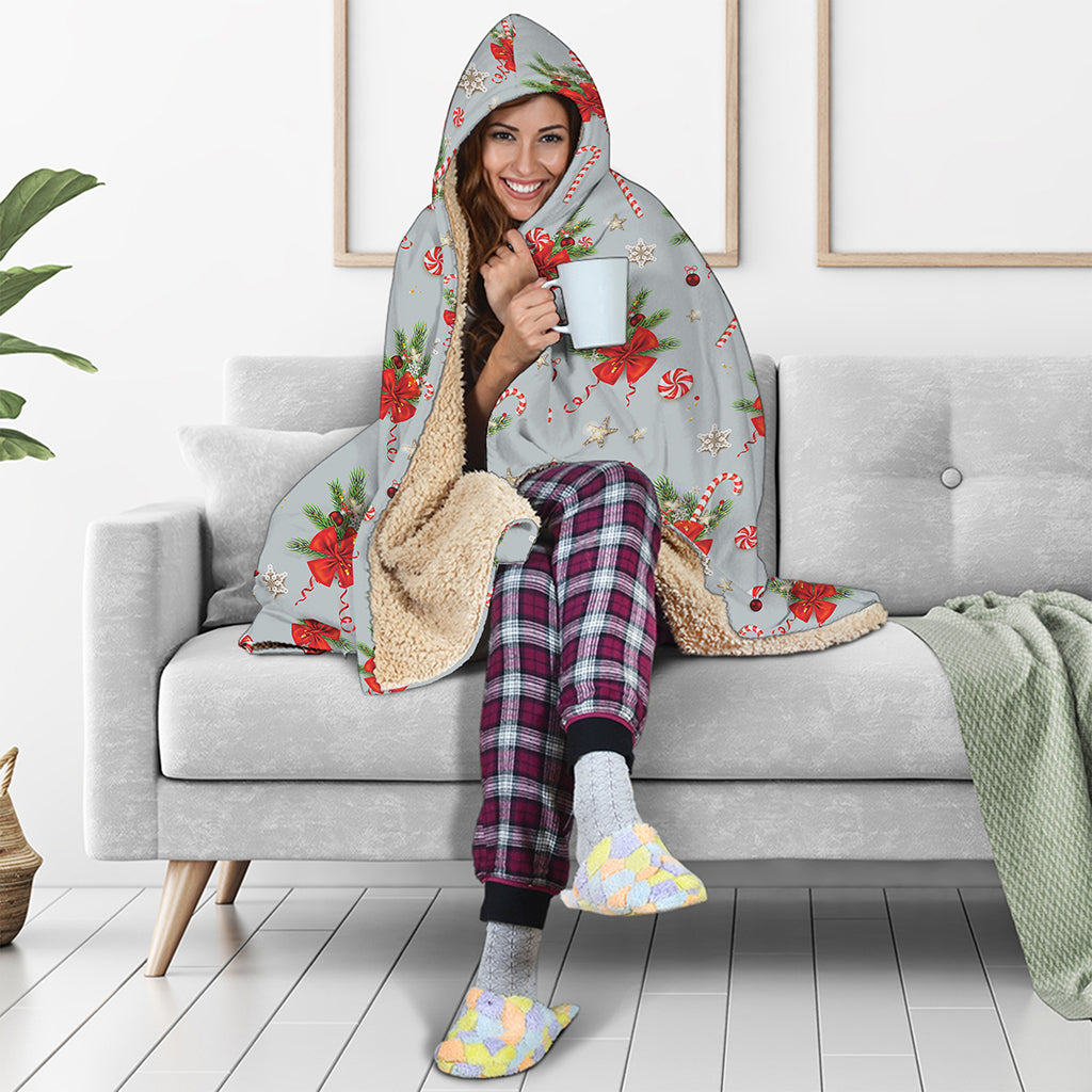 Christmas Winter Holiday Pattern Print Hooded Blanket