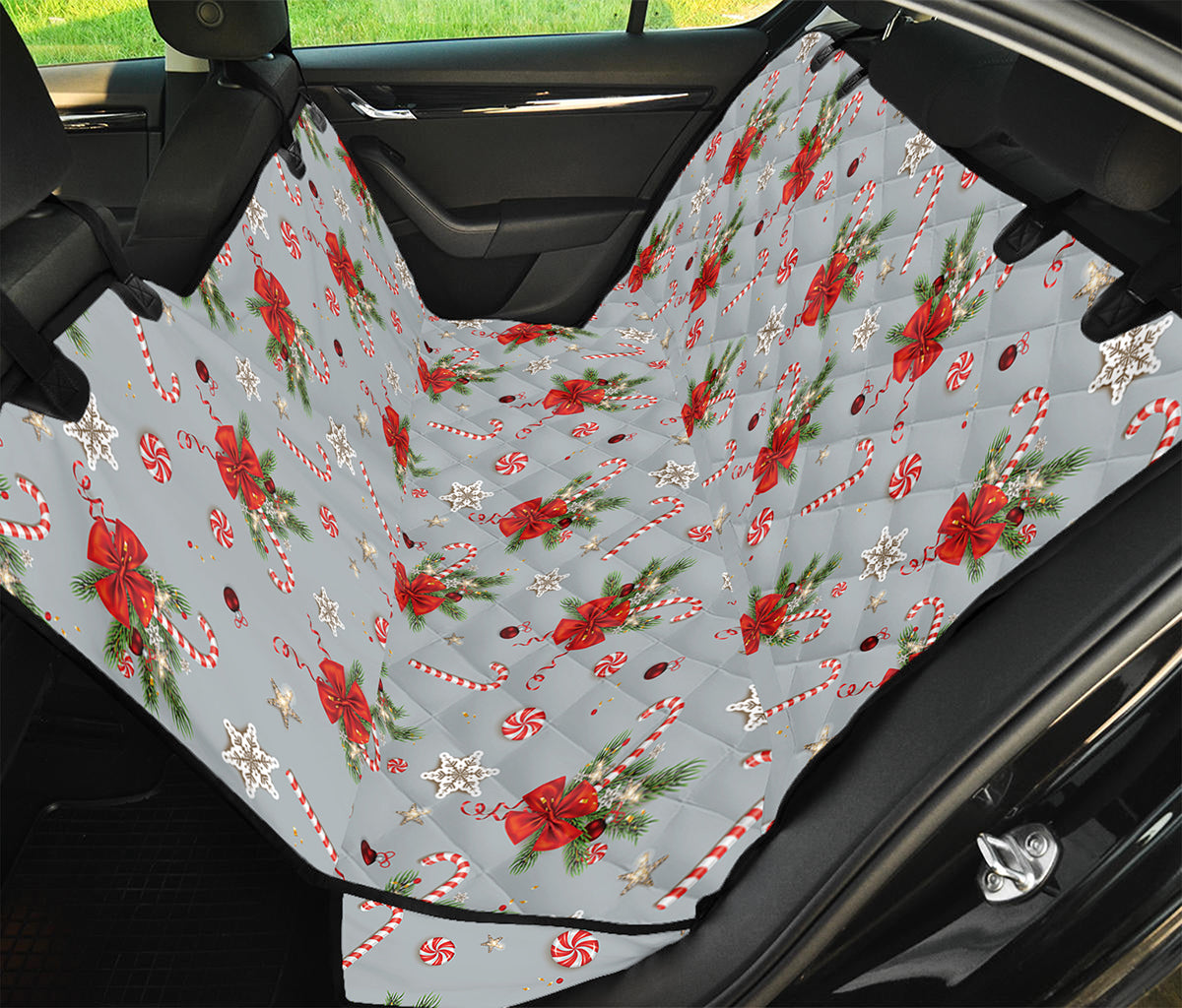 Christmas Winter Holiday Pattern Print Pet Car Back Seat Cover