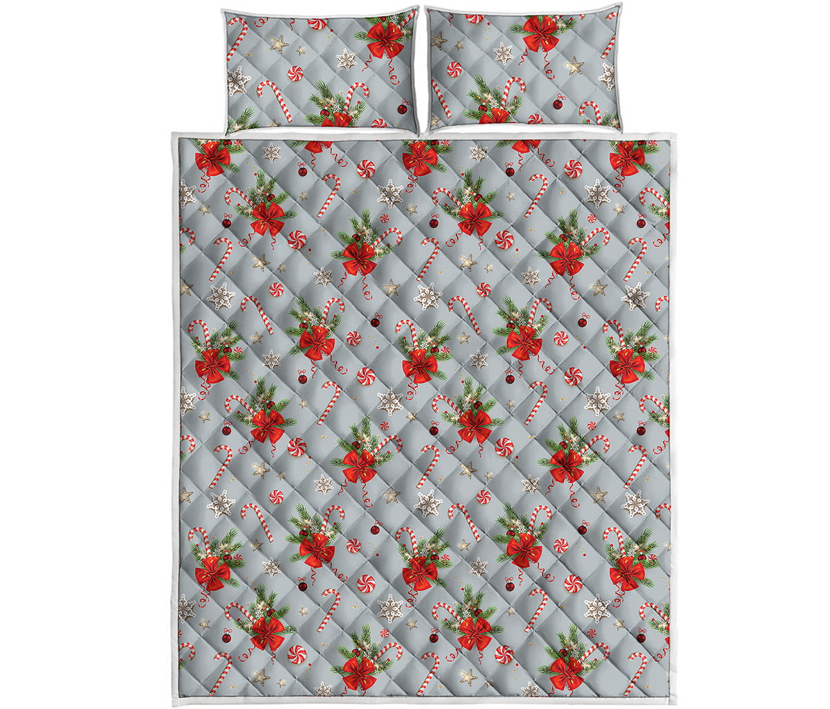 Christmas Winter Holiday Pattern Print Quilt Bed Set