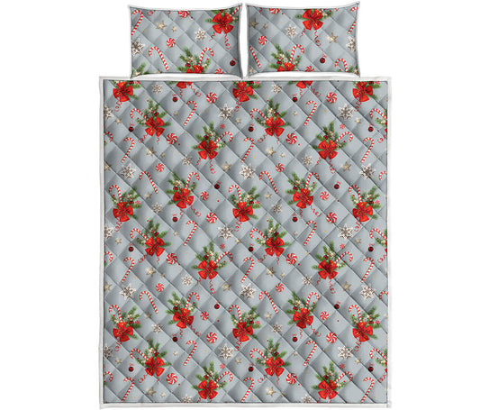 Christmas Winter Holiday Pattern Print Quilt Bed Set