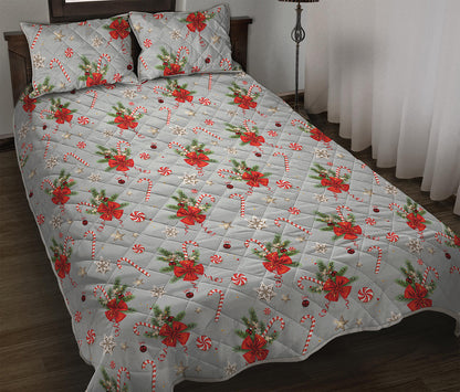 Christmas Winter Holiday Pattern Print Quilt Bed Set