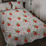 Christmas Winter Holiday Pattern Print Quilt Bed Set