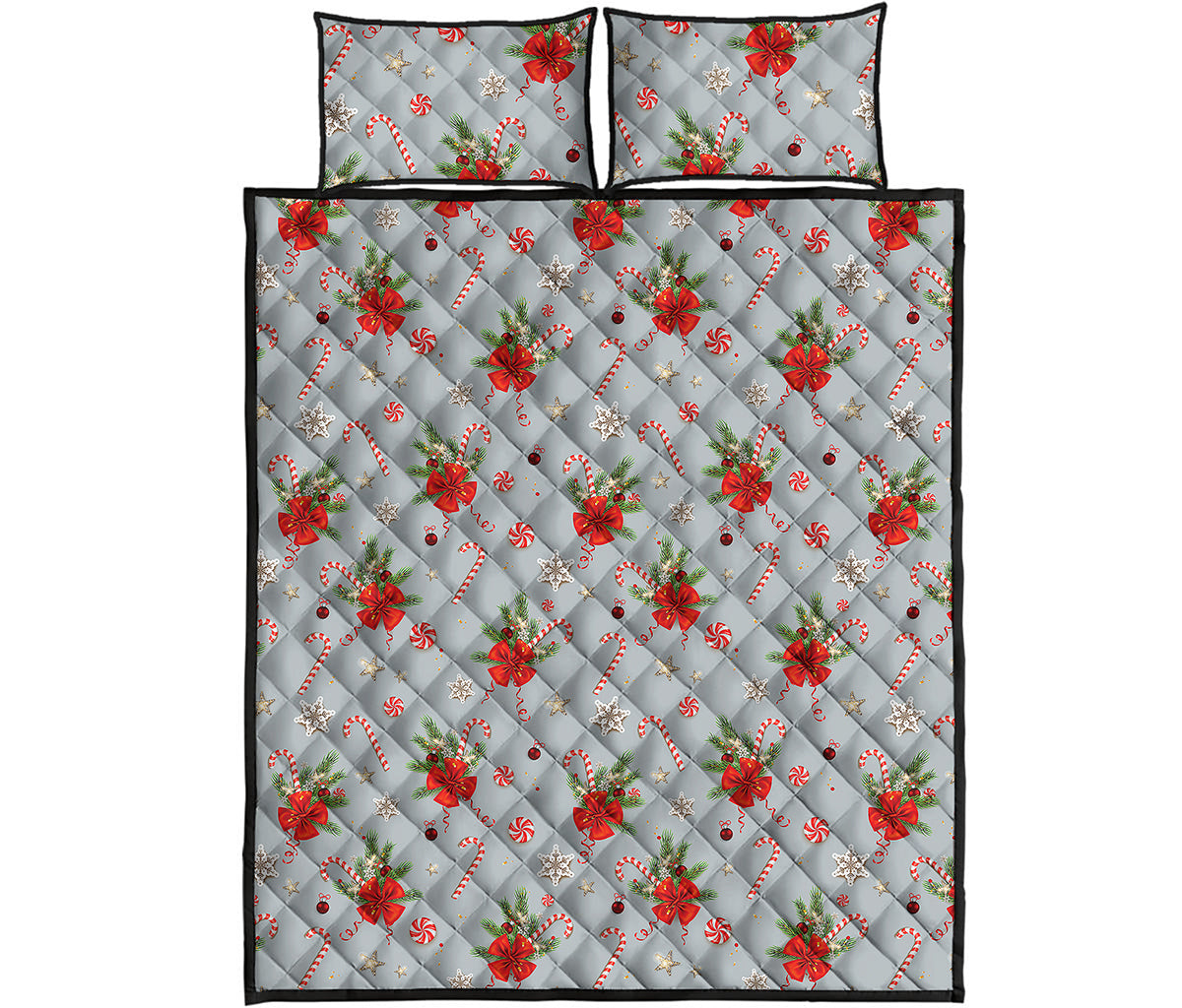 Christmas Winter Holiday Pattern Print Quilt Bed Set