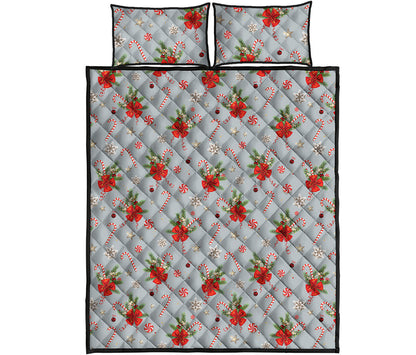 Christmas Winter Holiday Pattern Print Quilt Bed Set