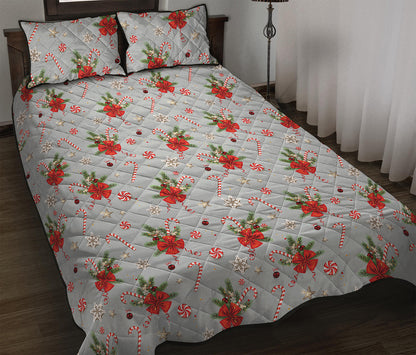 Christmas Winter Holiday Pattern Print Quilt Bed Set