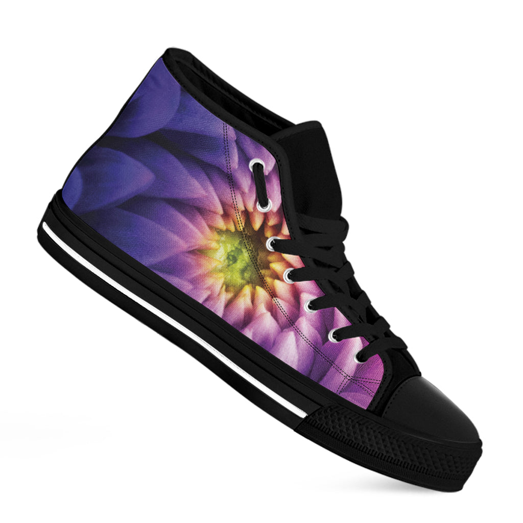 Chrysanthemum Flower Print Black High Top Shoes