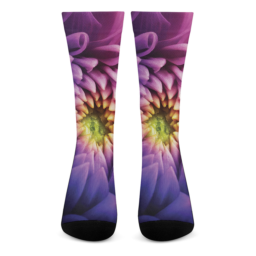 Chrysanthemum Flower Print Crew Socks