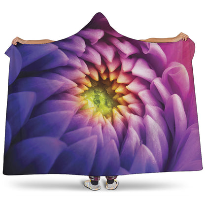 Chrysanthemum Flower Print Hooded Blanket