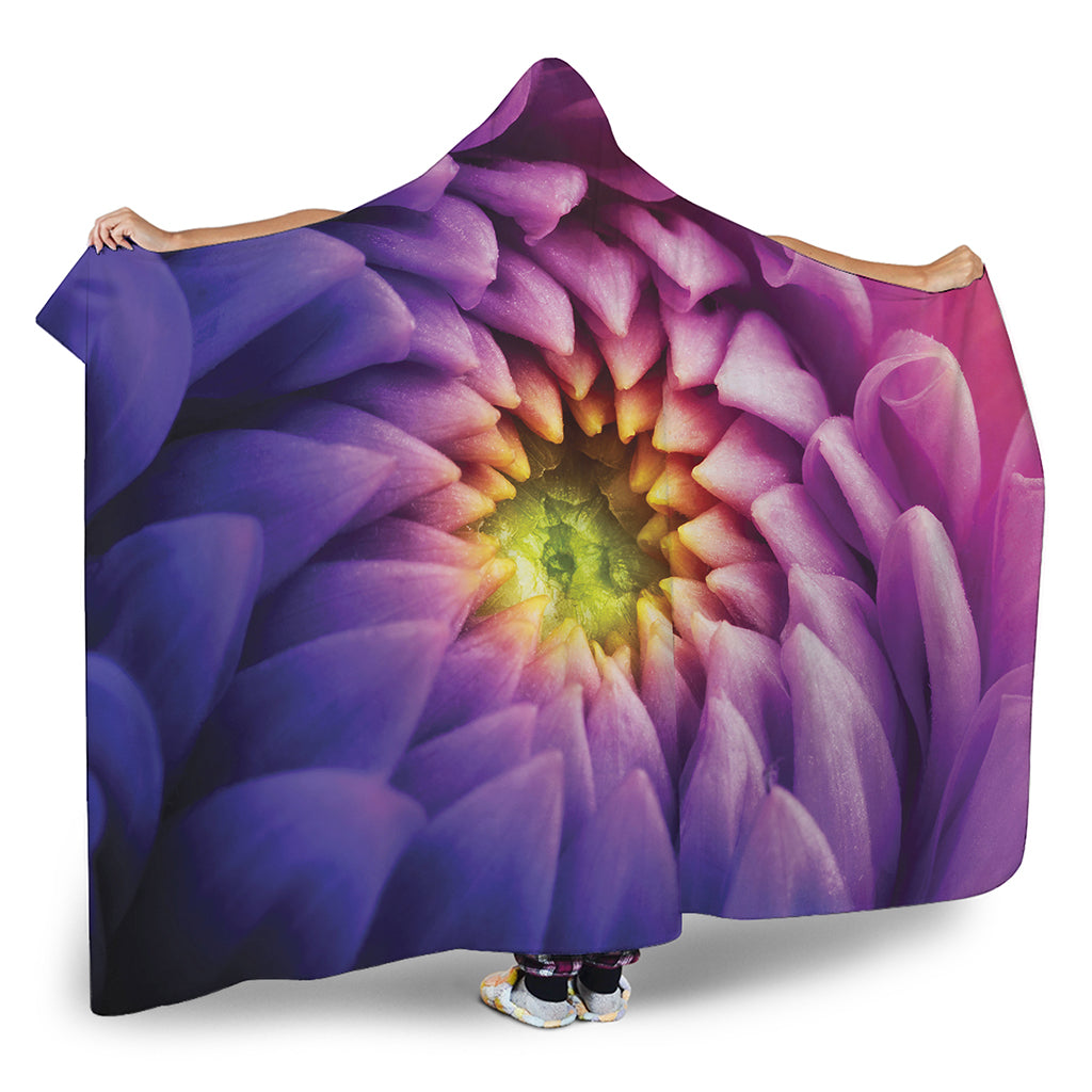 Chrysanthemum Flower Print Hooded Blanket