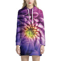 Chrysanthemum Flower Print Pullover Hoodie Dress