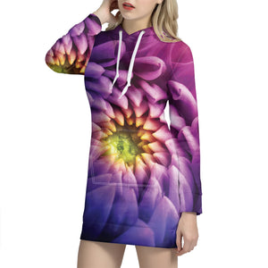 Chrysanthemum Flower Print Hoodie Dress