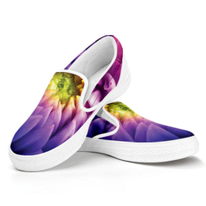 Chrysanthemum Flower Print White Slip On Shoes