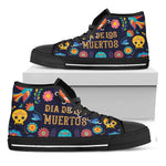 Cinco de Mayo Day Of The Dead Print Black High Top Shoes