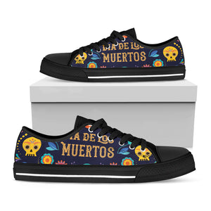 Cinco de Mayo Day Of The Dead Print Black Low Top Shoes 