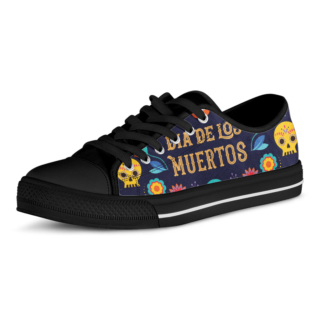 Cinco de Mayo Day Of The Dead Print Black Low Top Shoes 